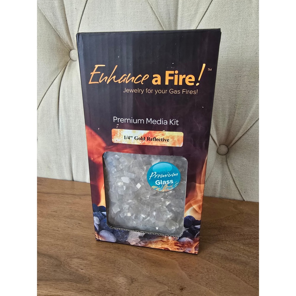 Enhance A Fire! Premium Media Kit 1/4" Gold Reflective Fireplace Glass